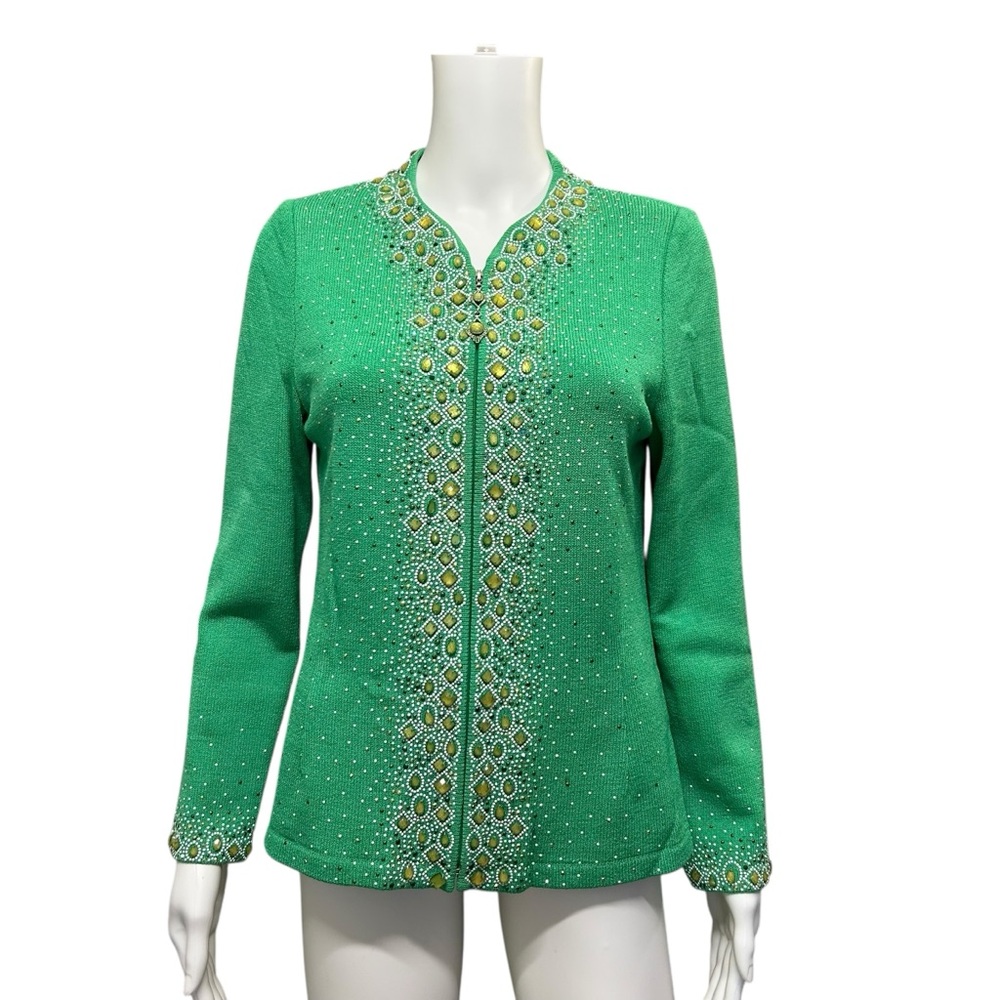 Jung Ho Jin Heavily Beaded Sweater Green Size M